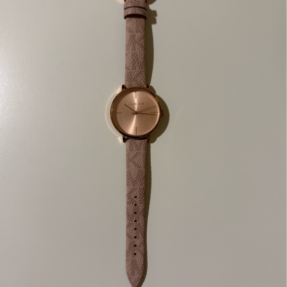 Rose Gold Watch with Beige Strap